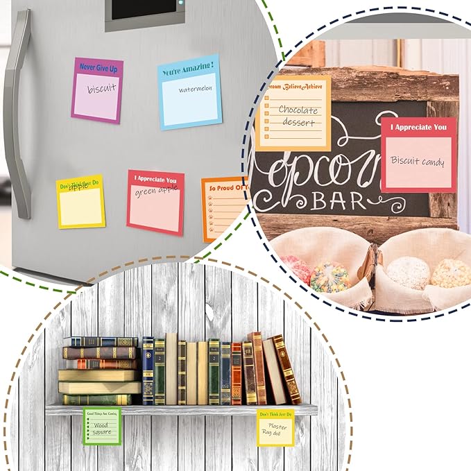 Idealmuzik 12 Pack 3x3 Inch Colorful Inspirational Sticky Notes for Work, Home, or School