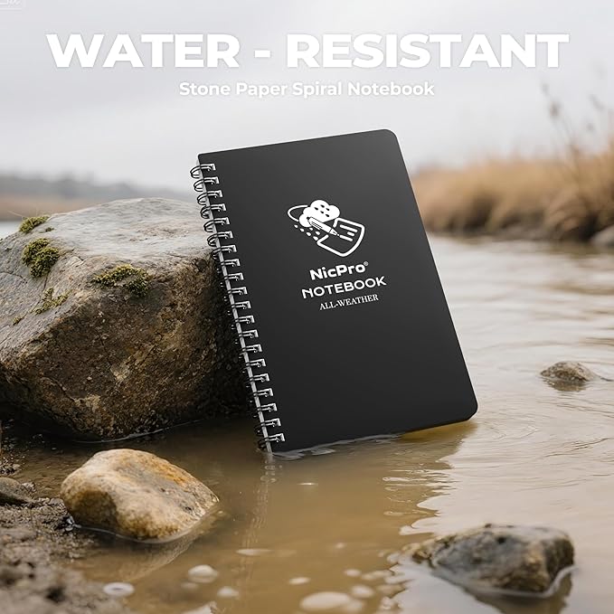 Nicpro 1.3mm Mechanical Pencil Set in Leather Bag with Waterproof Field Notebooks, 3PCS Metal Heavy Duty Carpenter Pencil with Lead Refill & Eraser for Outdoor Journal Travel Drafting Drawing