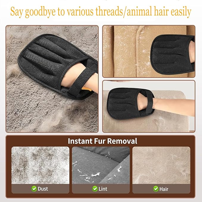 Mejreiik Pet Hair Removal Glove,Magic Brush Pet Hair,Five-Finger Electrostatic pet Hair Remover Glove,Laundry/Couch/Carpet/Car Seat for 2025 New Reusable Magic Brush Cat & Dog Remover Tool(2 Pcs)