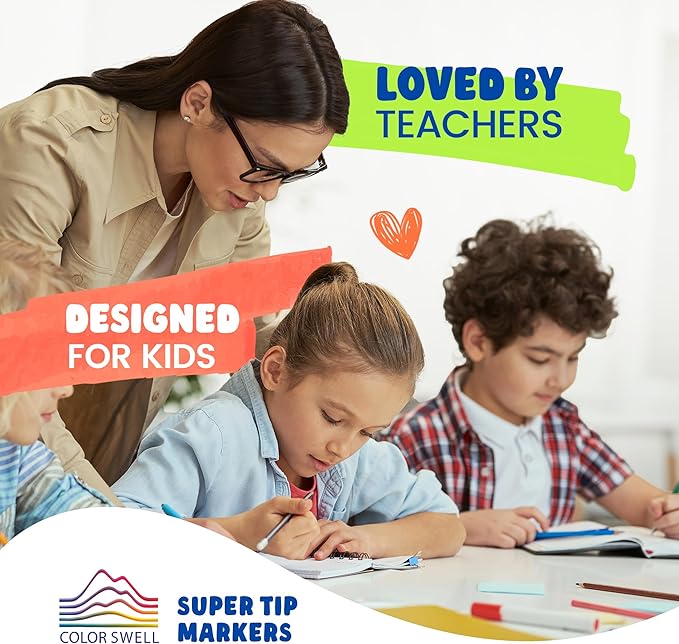 Color Swell Washable Bulk Markers Pack 36 Boxes of 8 Vibrant Colors Each (288 Total Super Tip Markers) for All Ages, Parties, Classrooms, Home