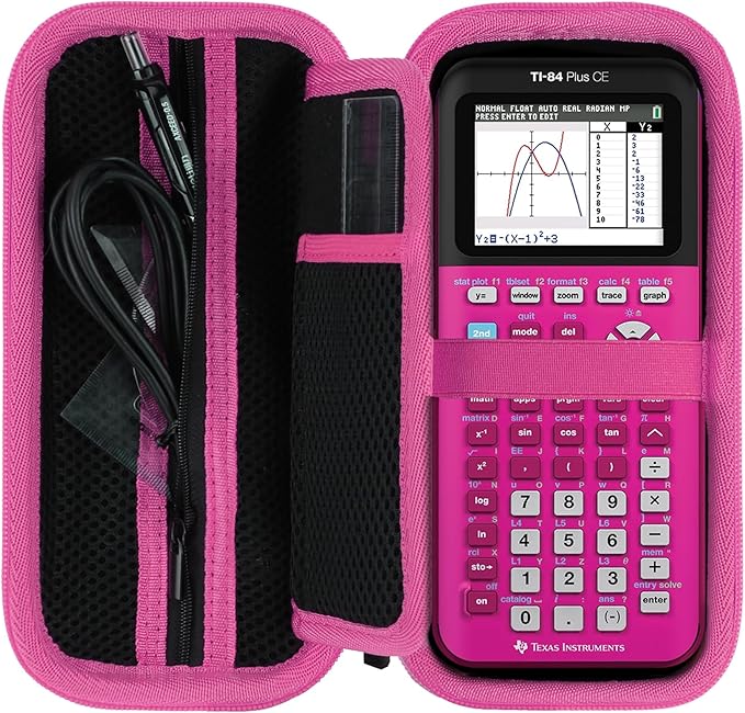 Hard Case Replacement for Texas Instruments TI-84 Plus CE/TI-84 Plus/TI-Nspire CX II CAS/TI-Nspire CX II/TI-83 Plus/TI-89 Titanium/TI-85 / TI-86 Color Graphing Calculator (Black+Rose Case)