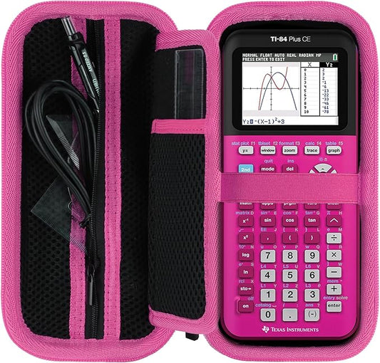 Hard Case Replacement for Texas Instruments TI-84 Plus CE/TI-84 Plus/TI-Nspire CX II CAS/TI-Nspire CX II/TI-83 Plus/TI-89 Titanium/TI-85 / TI-86 Color Graphing Calculator (Black+Rose Case)