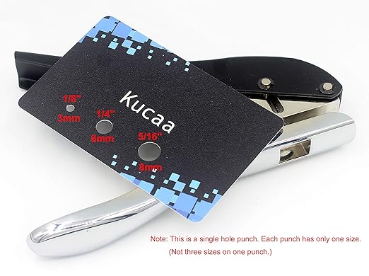 Metal Silver Hand-held 1/4 inch 6mm Round Heavy Duty Single Circle Hole Punch for ID Cards PVC Cards Badge Photos