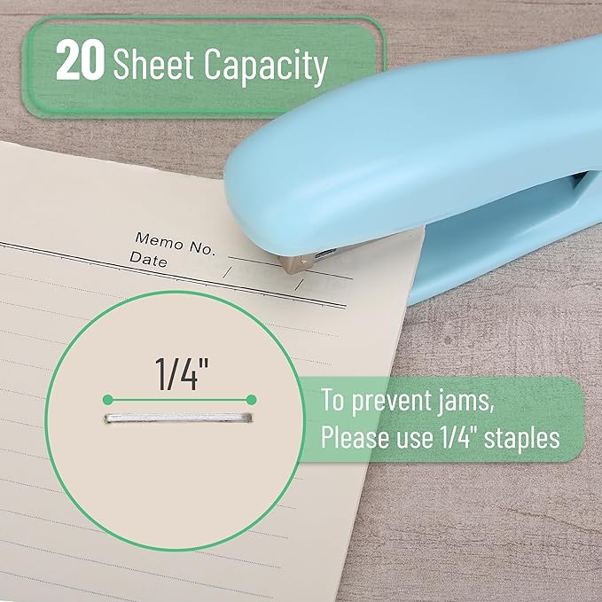 Mr. Pen- Staplers for Desk, 2 Pack With 200 Staples, 20 Sheet Capacity, Blue, Office Stapler Set