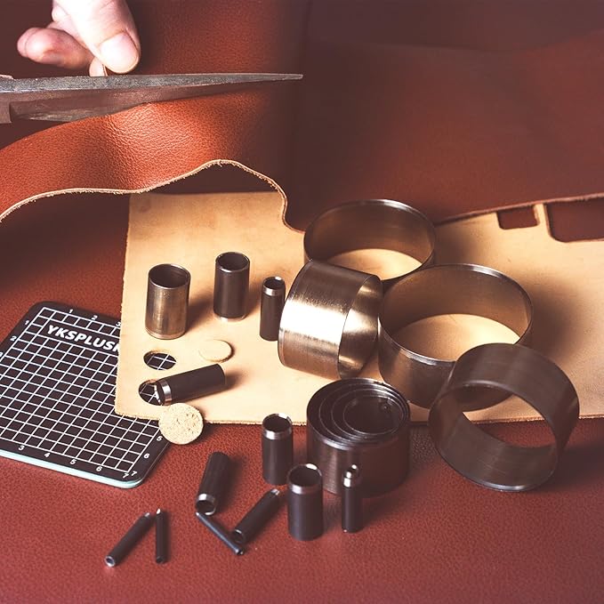 Leather Circle Cutter Tool Set, 31 Pieces Circle Punch Tools 1-25mm 30 35 40 45 50 55mm, High Carbon Steel Round Leather Cutting Dies - Hole Punch Tool Kit for DIY Crafts