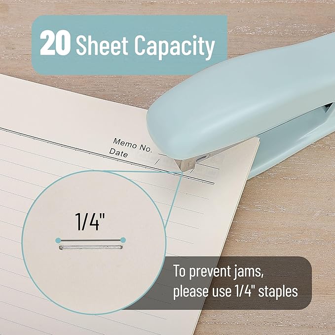 Mr. Pen- Staplers for Desk, 2 Pack with 200 Staples, 20 Sheet Capacity, Green, Office Stapler, Desk Stapler, Stapler with Staples, Stapler Set
