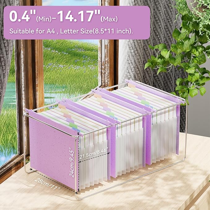 ANSOOK Wheat Straw Large Capacity Hanging File Folders Letter Size,7 Expansion 1.2" Accordion Pockets,3 Pack File Cabinet Folders with Tabs, Natural Colored File Folders for Home and Office Bulk File