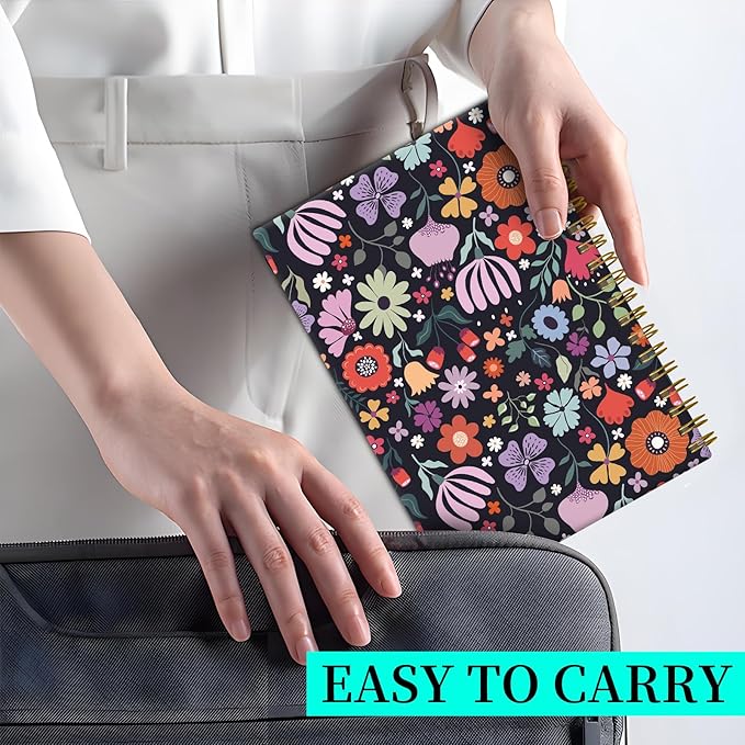 Spiral Notebook Journal for Women Men, A5 Hardcover Journal, 120 Pages Thick Paper, College Ruled Writing Notebook for School, Work & Office 8.3'' × 5.9''(Colorful Garden Flowers)