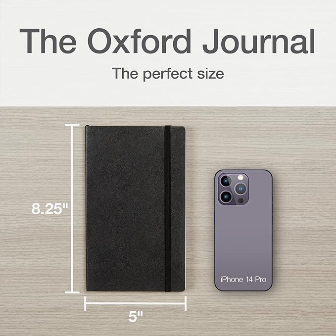 Oxford Journal, Lined Writing Notebook, Writer's Journal, Classic Notebook for School or Office, 192 Pages, 5" x 8.25", Softcover, Black (75507)