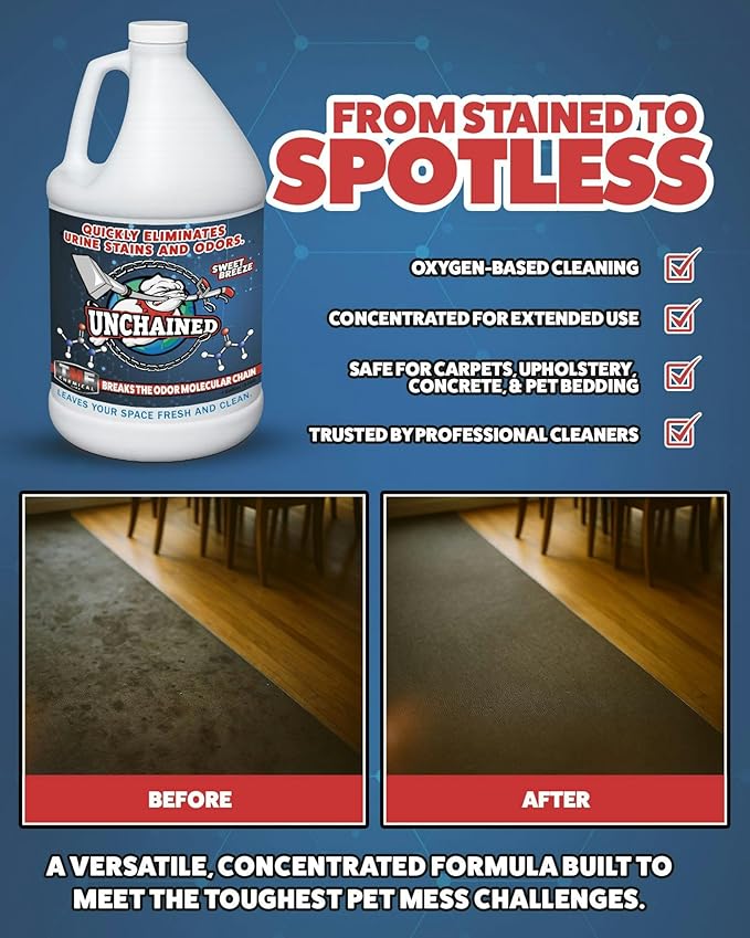 Truck Mount Forums Unchained Urine Stain & Odor Remover – Cleaner for Dog & Cat, Pet Odor Eliminator on Carpet & Furniture, Industrial Strength Urine & Feces Neutralizer, Sweet Breeze – 1Gallon