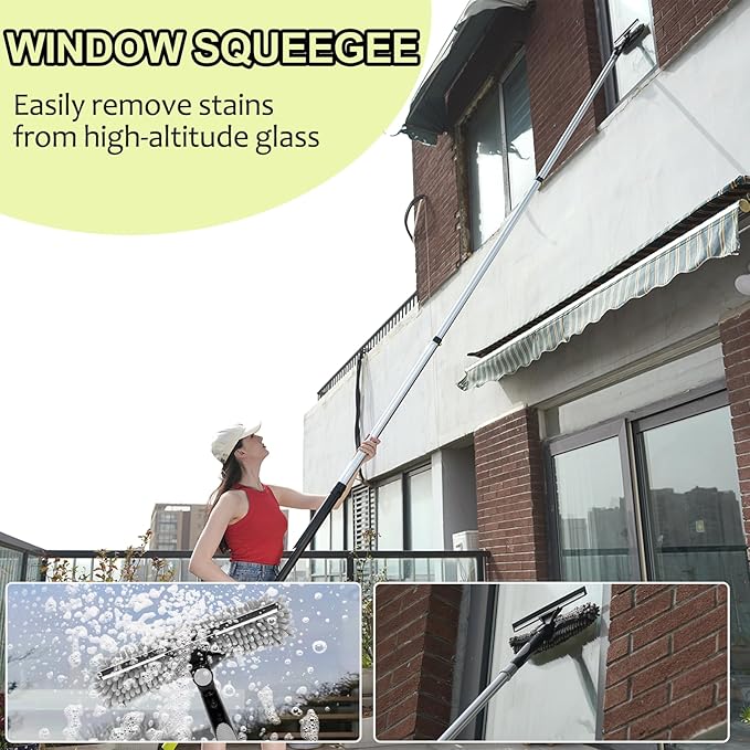 【Upgrade Anti Rotation 】 24ft High Reach Duster Kit,5-18ft Lightweight Aluminum Alloy Extension Rod,7-Piece Set,210° Steering Head Clean Various Angle,for Cleaning Ceiling,High Wall