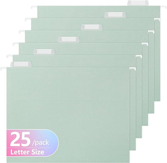 Letter Size Hanging File Folders,25 Reinforced Hanging Files in Assorted Colors,Designed for Home and Office Color Coded File Organization,25 per Box (5655U)