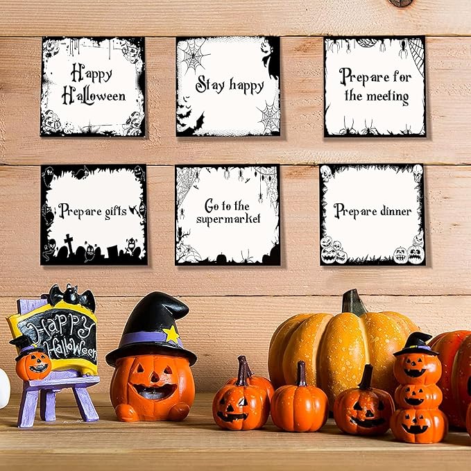 clothmile Halloween Sticky Notes Halloween Post It Notes with Spider Pumpkin Bat, Work-Study Notes, 450 Pieces of Halloween Self-Adhesive Removable Note Pads 9 Styles, 50 Sheets Each (Halloween-3)