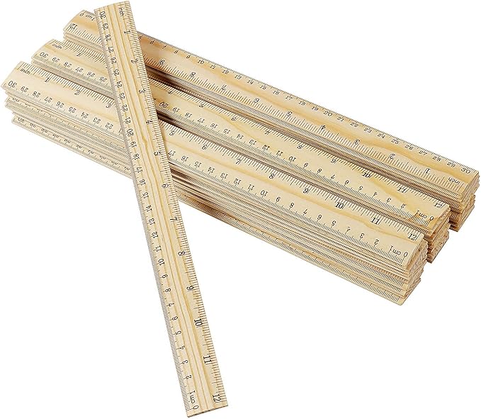 KINJOEK 36 Packs 12 Inch Wooden Rulers Double Sided Pine Wood School Ruler Measuring for Home, Student, Office Use, 2 Scale, 30 cm