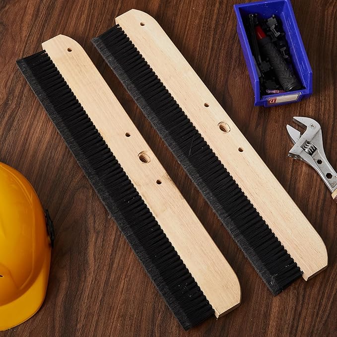 Yiyiring 1 Pack 24 Inch Concrete Broom Finishing Tools Wood Backed, Polypropylene Bristles Brush Push Brooms Without Handle for Concrete Finishes Hard Floors