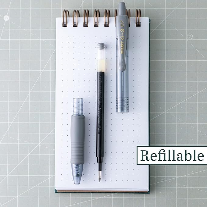 Pilot G2 Premium Refillable & Retractable Rolling Ball Gel Pens, 0.7mm Fine Point, Gray, 6-Pack