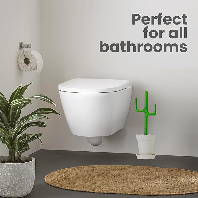 Vigar Cactus Toilet Brush Set, Toilet Brush and Holder Set with Cactus-Shaped Handle, Planter Base and Saucer for Bathroom, Home Cleaning Essentials
