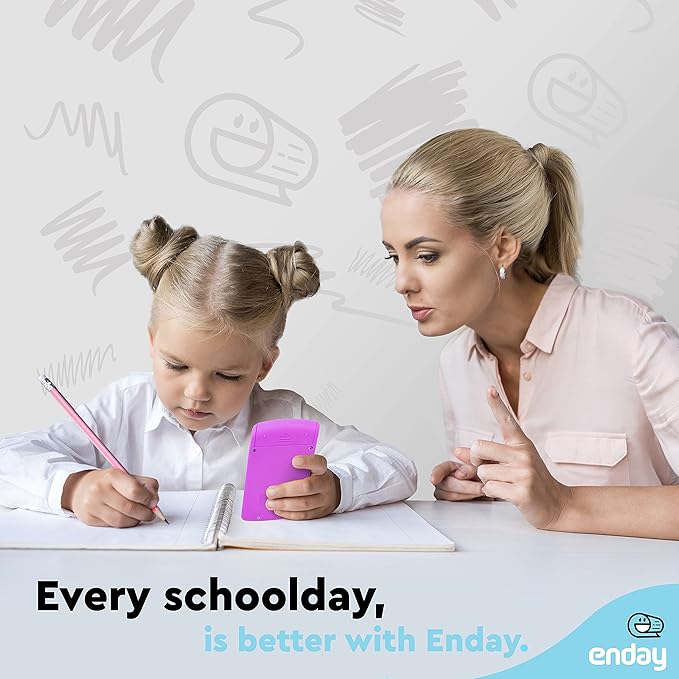 Calculator Purple, Basic Small Solar and Battery Operated, Large Display Four Function, Auto Powered Handheld Calculator School and Kids Available in Green, Red, Blue, Grey, Pink, 1 PK – by Enday