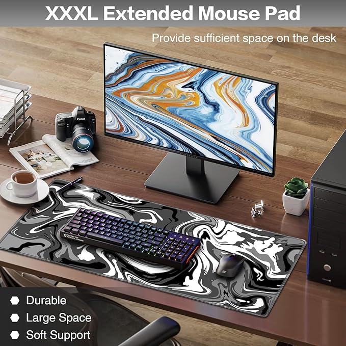 Gaming Mouse Pad, Large Mouse Pad XXL 35.4×15.7in, Extended Computer Keyboard Mouse Mat Desk Pad for Laptop with Stitched Edges, Waterproof Mousepad for Gamer Home&Office Women
