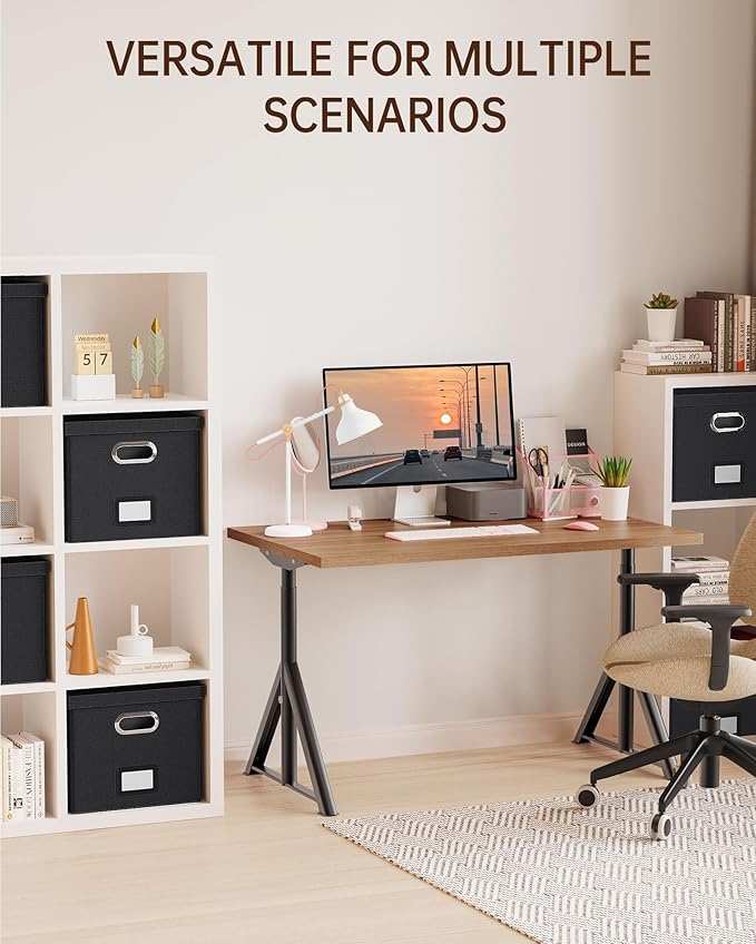 2 Pack File Storage Organizer, Filing Box, Portable File Box with Lid, Fit for Letter/Legal File Folder Storage, Document Organizer, Black