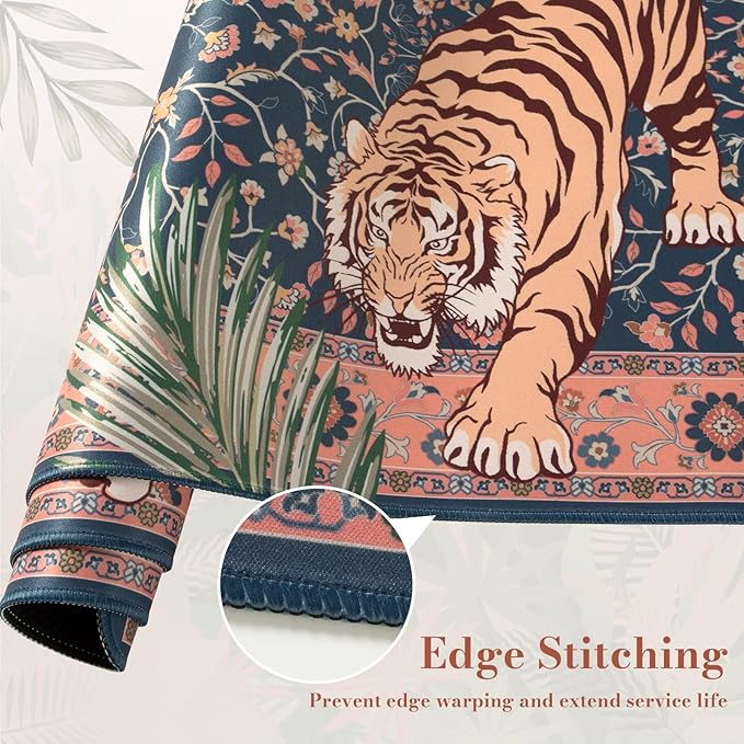 HAOCOO Large Gaming Desk Mat, Non-Slip Desktop Pad, Keyboard Pad with Stitched Edges, 35.4" x 15.7" Mouse Mat, Water Resistant Mousepad for for Laptop & PC(Pink)