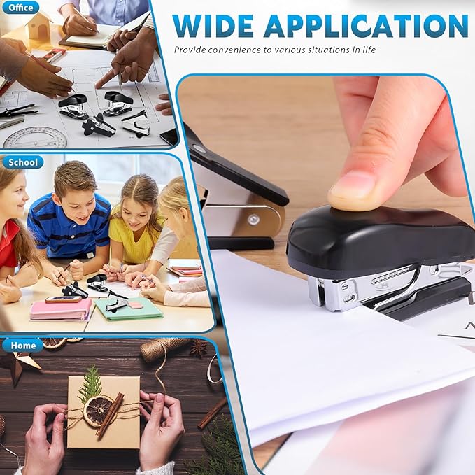 Sherr 20 Pack Mini Staplers Bulk 20 Pcs Staple Remover with 15000 Nail Office Staplers for Desk 25 Sheet Capacity Back to School Students Teachers Supplies for Classroom Office Business Black