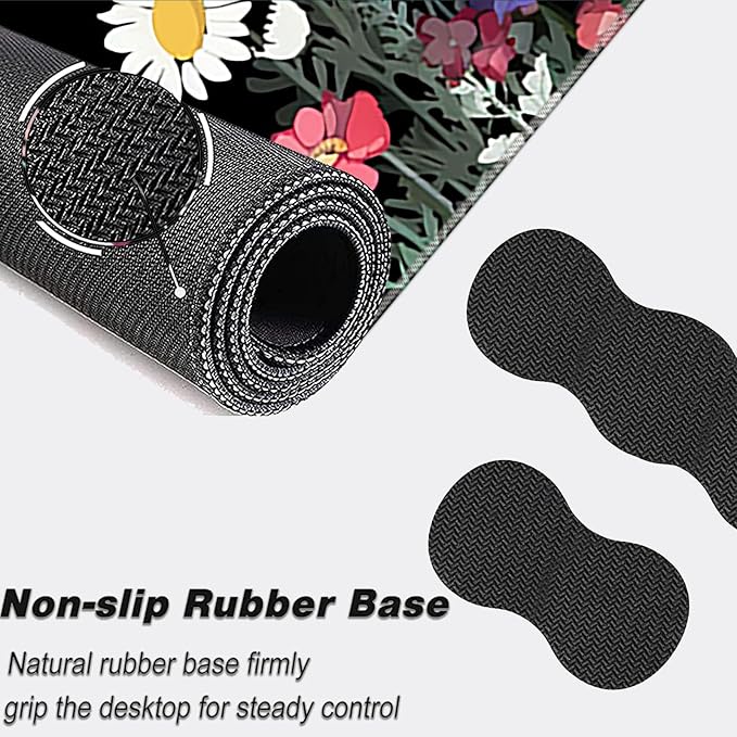 Keyboard Mouse Pad Set,Large Mouse Pad+Keyboard Wrist Rest+Wrist Support+Coaster,31.5x11.8in Extended Desk Mat for Computer Laptop Office Home-Florid Blessed