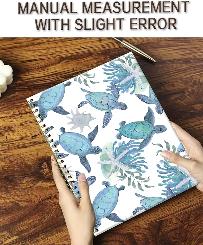 Spiral Notebook A5, Hardcover Journal for Women, 120 Pages Thick College Ruled Paper, Perfect for Office, School, or Home Use(Turtles and Starfish)