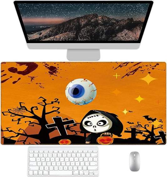 Halloween Desk Pad Protector, Stitched Edges Mouse Pad, Large Office Desk Mat, Non-Slip Desk Blotter, Laptop Desk Pad, Desk Writing Pad for Office and Home (XXL)