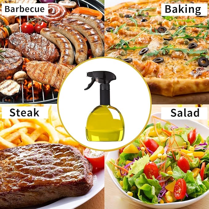 Oil Sprayer for Cooking, 9.5oz Oil Dispenser, Non-Aerosol for Olive Oils, Reusable Oil Vinegar Spritzer Sprayer for Air Fryer, Kitchen, Salad, Baking, BBQ, Frying(Red)