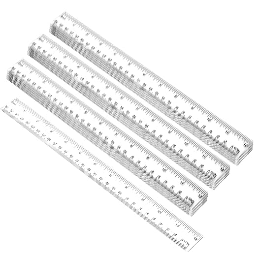 100 Pieces 12 Inch Ruler Bulk Clear Plastic Flexible Straight Metric Rulers with Centimeters and Inches Drafting Measuring Tool for Office