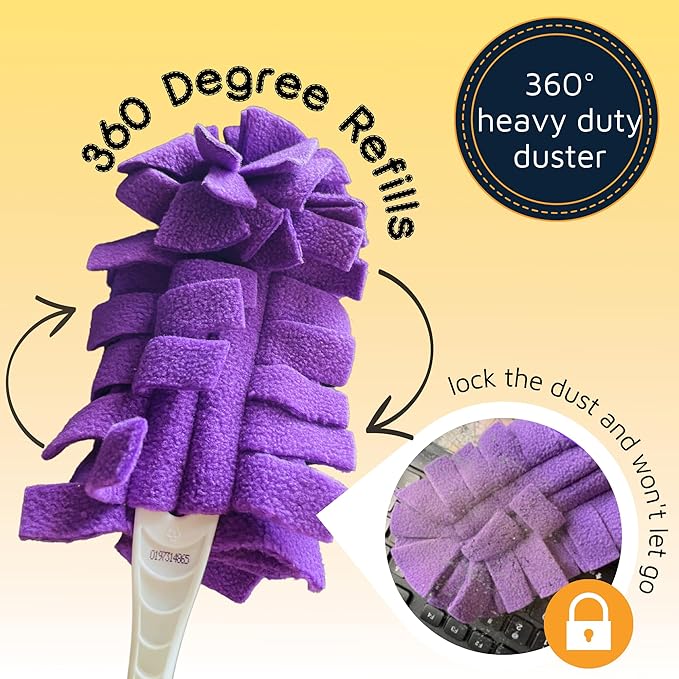 Flammi 360° Fleece Duster Refills for Swiffer, Reusable Dusting Refills Heavy Duty Cloths for Cleaning Compatible with Swiffer Hand Duster (3 Pack-Mixed Color)