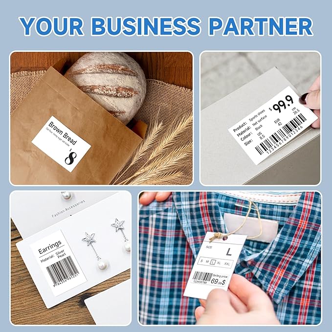 Label Maker Machine with Tape P1 2 Inch Thermal Printer Portable Bluetooth Shipping Label Printer Sticker Maker Labeling Machine Home Office School Business Use Rechargeable White