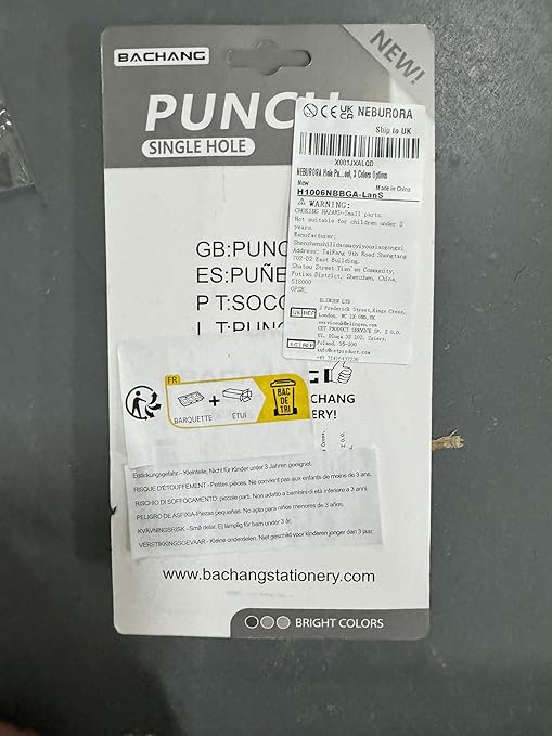 NEBURORA Hole Punch, Blue Single Hole Puncher Metal with Soft-Handled for DIY Craft Tags Clothing Ticket Scrapbook Tool, 3 Colors Options