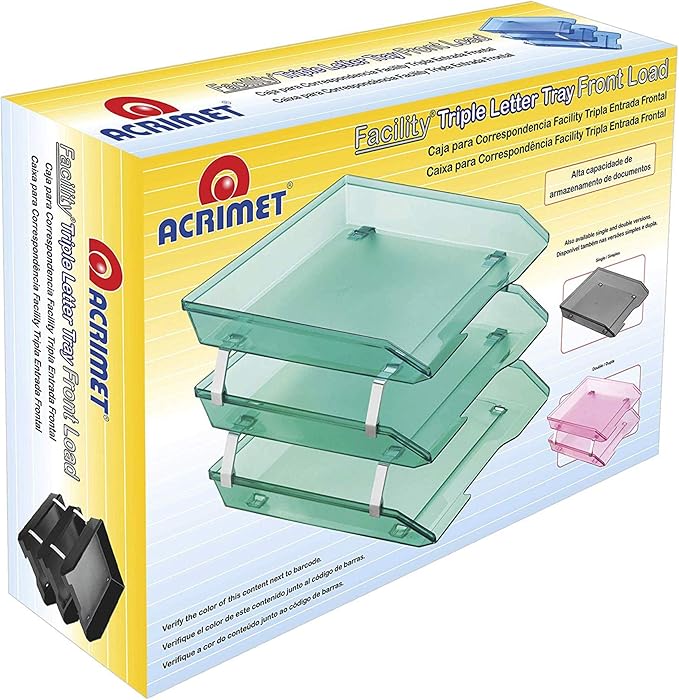 Acrimet Facility 3 Tier Letter Tray, Front Load, Letter Size/A4, Desktop File Organizer, Plastic (White Color)