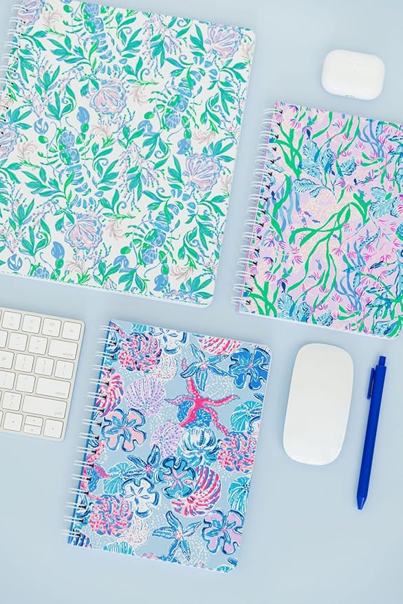 Lilly Pulitzer Hardcover Mini Spiral Notebook, 8.5" x 6.5" Small Journal with 160 College Ruled Pages, Secret Escape