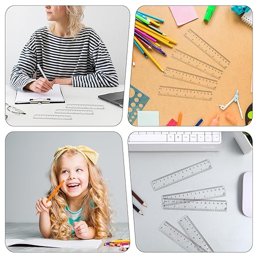 40Pack 6 Inch Rulers Bulk for Classroom Small Clear Plastic Ruler with Inches and Centimeters Class Set of Rulers Transparent Mini Flexible Straight Ruler for Students School Classroom Office Supplies