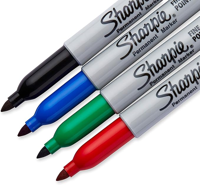 Sharpie Permanent Markers | Fine Point | Assorted Colours | 4 Count