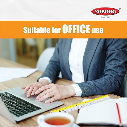 6 Inch / 15 cm Assorted Color Aluminum Ruler in Inch and CM Scale with Hanging Hole | Pack of 6