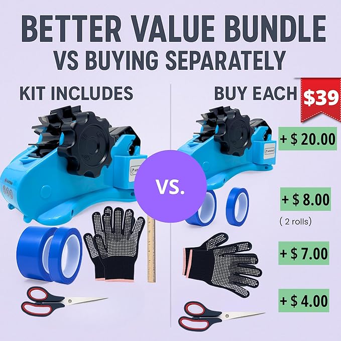 echomerx Sublimation Tape Dispenser Bundle Lite Edition - Semi-Auto Tape Dispenser, Heat Resistant Gloves, Heat Tapes, Ruler & Craft Scissors - Essential DIY Sublimation Kit