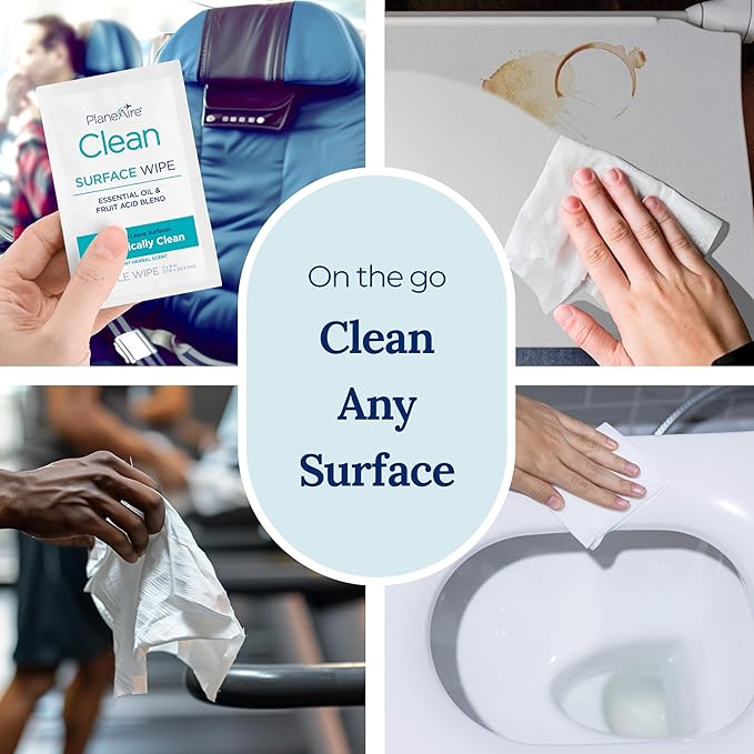 Travel Essentials | Hygiene Kit | Travel Toiletry Kit | Travel Size | Spray Hand Sanitizer Herbal Scent | Surface Wipes | Individual Travel Wipe | Surface Cleaner & Air Mist | With Essential Oils