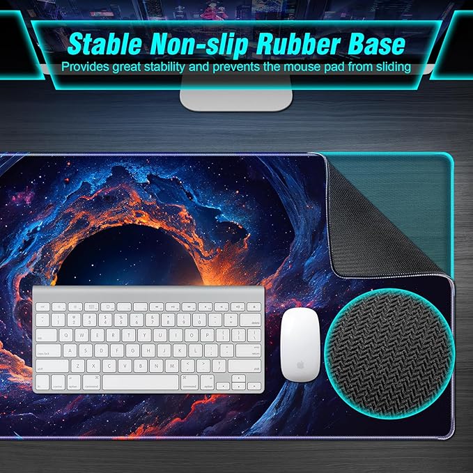 Space Nebula Theme Gaming Mouse Pad, Cool Style Mouse Pad, Comfortable Rebound Smooth Fabric Surface & Non-Slip Rubber Base, Excellent Control & Stability Gaming Desk Mat