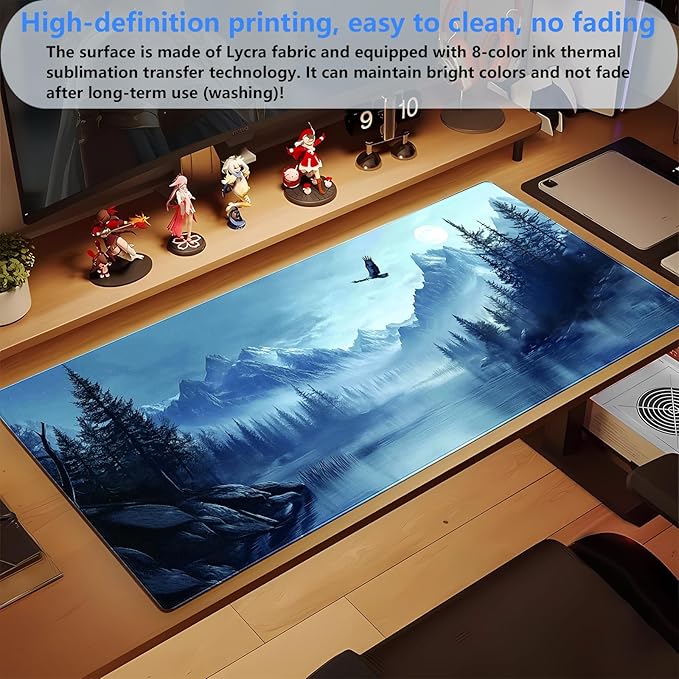 Eagle Mouse Pad Forest Desk Mat XXL Large Gaming Mousepad Winter Snow Mountain Scenery Aesthetics Computer Mat Keyboard and Mouse Pad Office Desk Decor 31.5 x 15.7 in