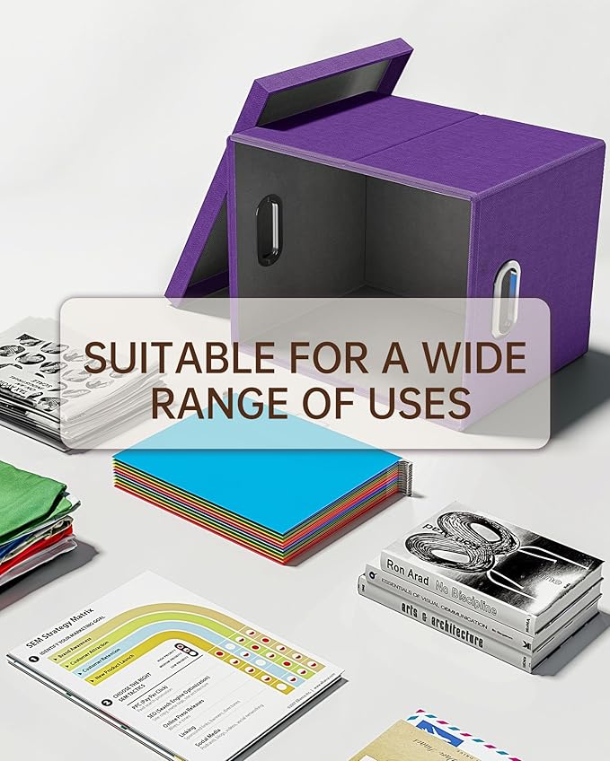 Oterri File Organizer, File Box, File Cabinet for Letter File Folder Storage, Hanging File Organizer for Office/Decor/Home,Document Organizer, 1 Pack,Purple-Box Only