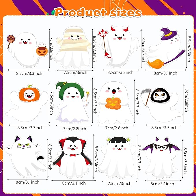 240 Pcs Spooky Halloween Sticky Notes - 12 Designs Notebook Colored Self Stick Memo Pads for School Office