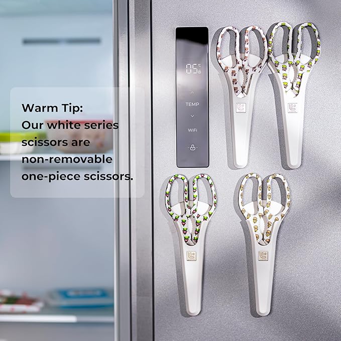 Linoroso Kitchen Scissors Heavy Duty Kitchen Shears with Magnetic Holder Made with Japanese Steel 4034, Multipurpose Ultra Sharp Cooking Scissors for Meat/Vegetables/BBQ/Herbs/Pizza (Graphic,Cow)