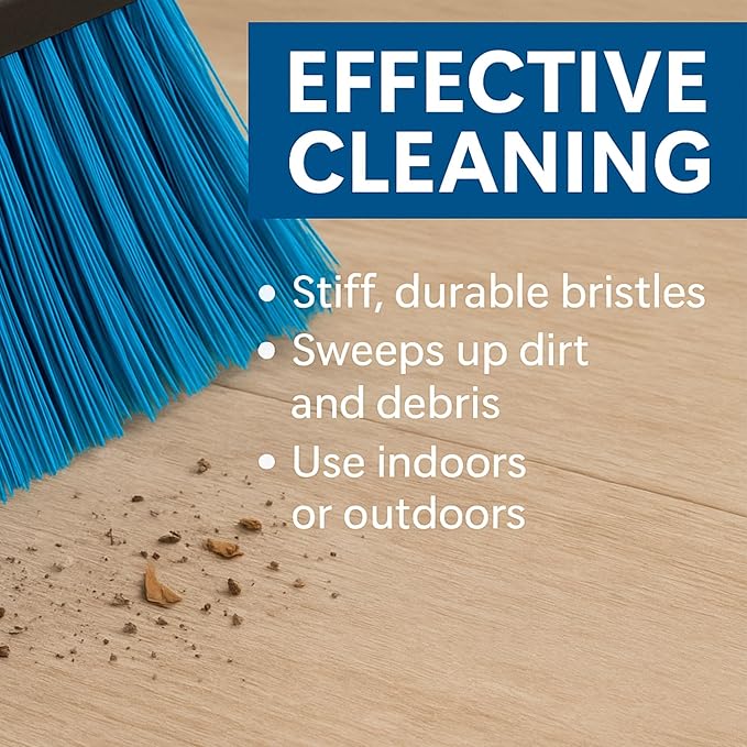 Healing Atlas Aria Blue Broom Head – 13” Sweeping Surface – Heavy-Duty Soft Bristles with Flagged Magnetic Effect – Universal Thread – Recycled PP – Deep Indoor/Outdoor Sweeper(Blue, ARIA)