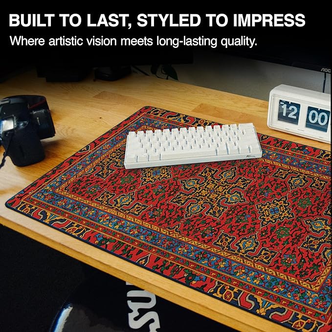 MPCO. Arabic Textiles Large Gaming Desk Pad - 36" x 17" Duraglyde Fabric Goldenrod Desk Mats - Non-Slip, Washable, Smooth Glide for Precision Gaming & Work