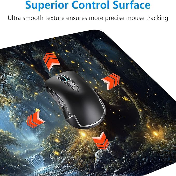 Dream Firefly Forest Landscape Desk Mat Gaming Mouse Pad with Stitched Edge Non-Slip Base - Extended 31.5"x11.8" Office Computer Keyboard Laptop Home Big Mouse Pad