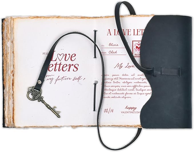 LEATHER VILLAGE Vintage Leather Journal – 200 Handmade Vintage Deckle Edge Paper – Leather bound Journal For Women Men – Vintage Key Closure - Book of Shadows - Blue - 8X6 inches (A5)